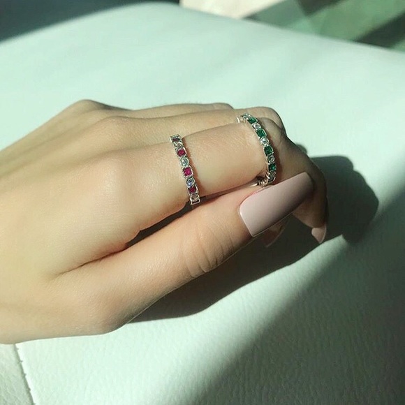 Sterling Silver Emerald Stackable Eternity Ring